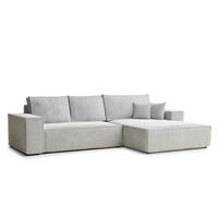 ECKSOFA Maze Grau Chenille-Stoff - Rechts Seite - Schwarz/Grau, Holz/Holzwerkstoff (294/185cm) - Maison de Reve