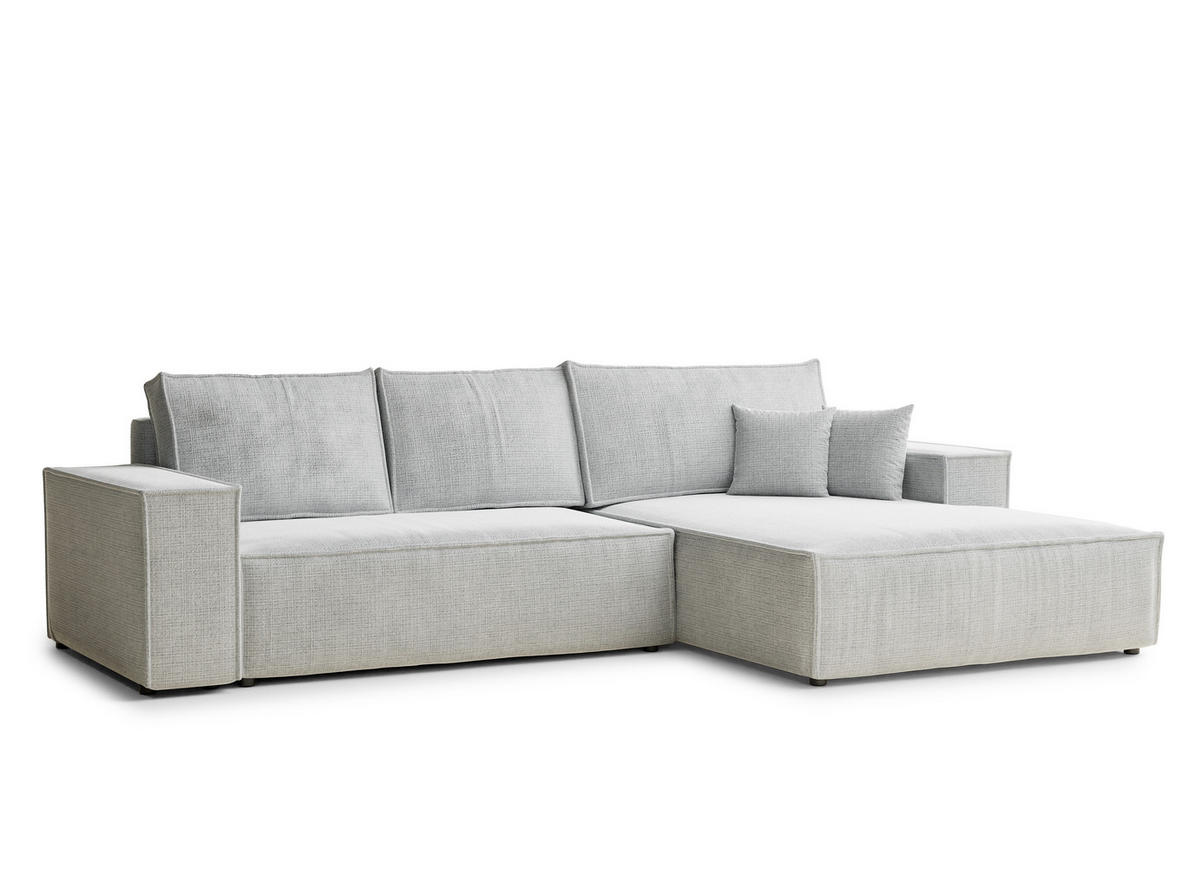 ECKSOFA Maze Grau Chenille-Stoff - Rechts Seite - Schwarz/Grau, Holz/Holzwerkstoff (294/185cm) - Maison de Reve