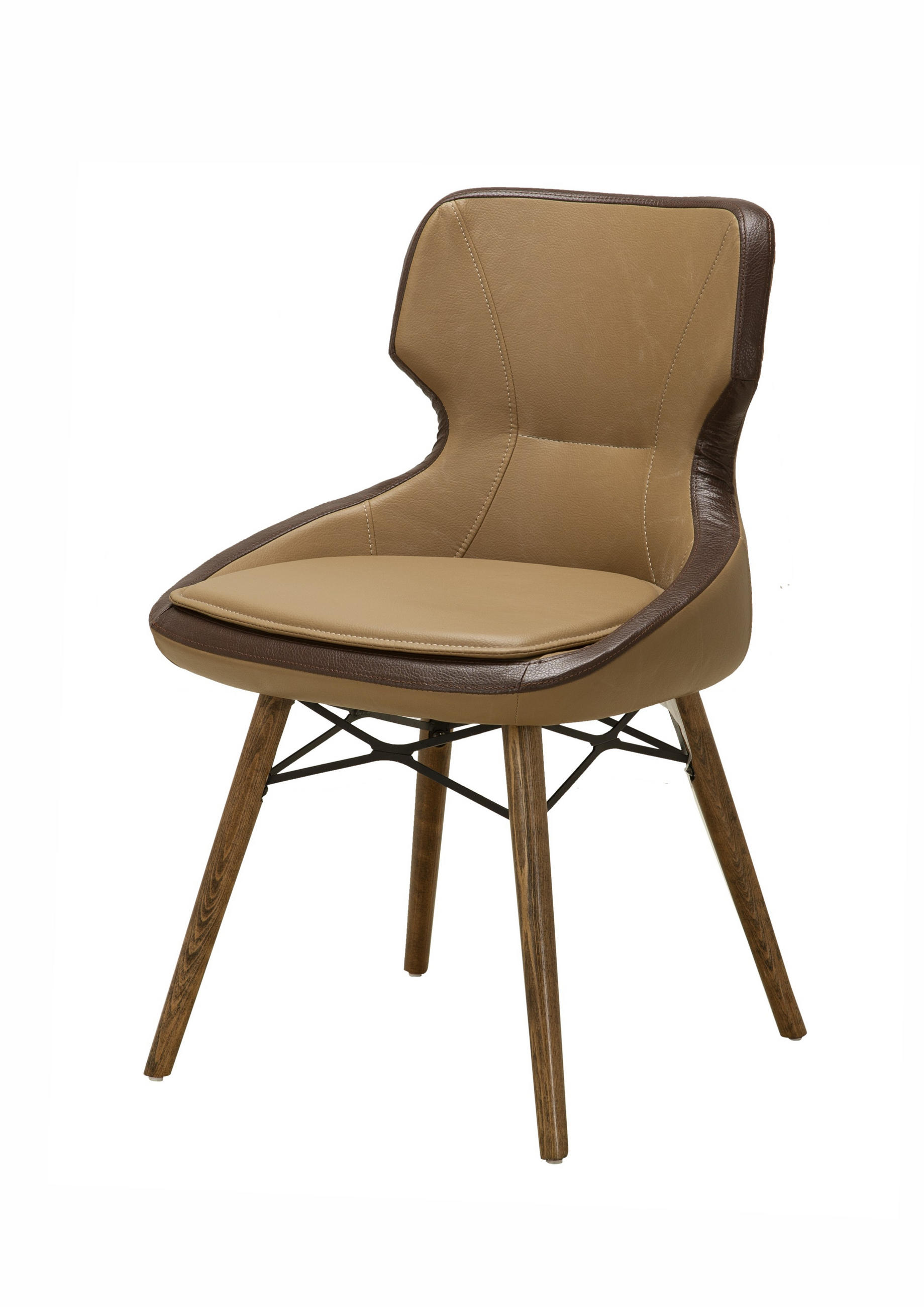 POLSTERSTUHL ARIA mit Kunstleder-Bezug & Holzgestell – Modern Dining - Braun, Holz/Textil (53.5/80.5/56cm) - Stuhlmann