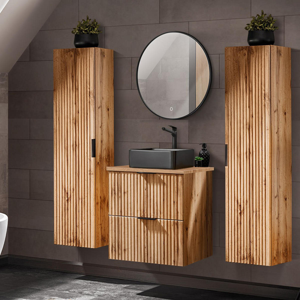 BADMÖBEL-SET 4-TLG. Adelaide-56 - Braun, Holzwerkstoff (160/200/47cm) - Lomado