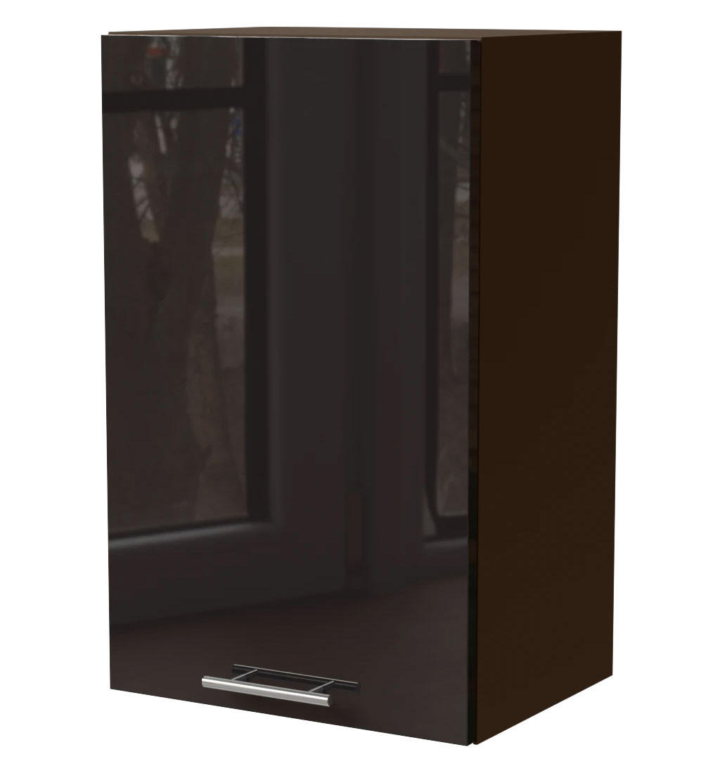 KÜCHENHÄNGESCHRANK Essen W2/45 Schwarz Hochglanz / Lava Matt 45 / 32,5 / 72cm - Schwarz Hochglanz/Dunkelgrau, Holz/Holzwerkstoff (45/72/32.5cm) - Feldmann-Wohnen