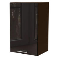 KÜCHENHÄNGESCHRANK Essen W2/45 Schwarz Hochglanz / Lava Matt 45 / 32,5 / 72cm - Schwarz Hochglanz/Dunkelgrau, Holz/Holzwerkstoff (45/72/32.5cm) - Feldmann-Wohnen