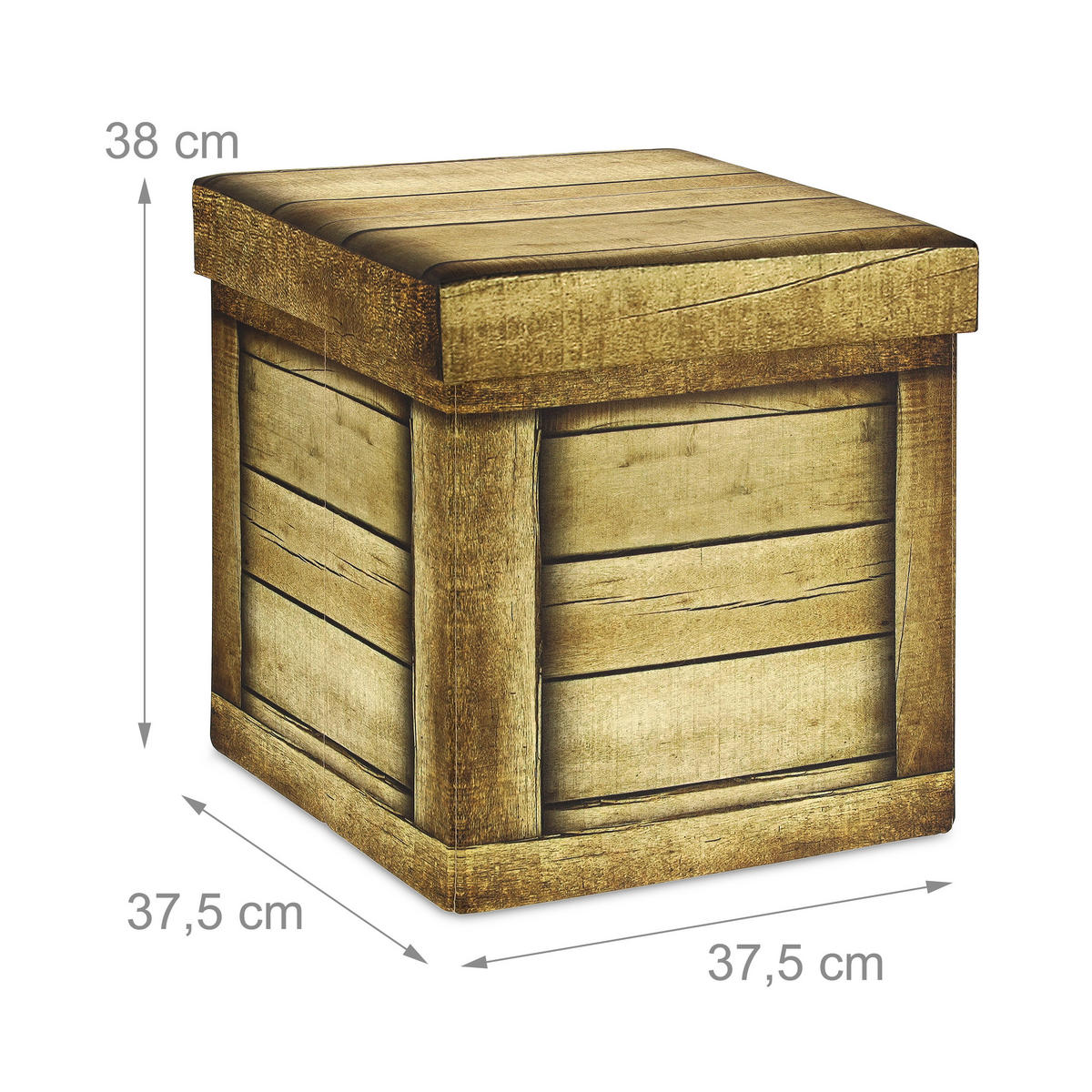 SITZHOCKER - Braun, Holzwerkstoff/Textil (37.5/38/37.5cm) - Relaxdays