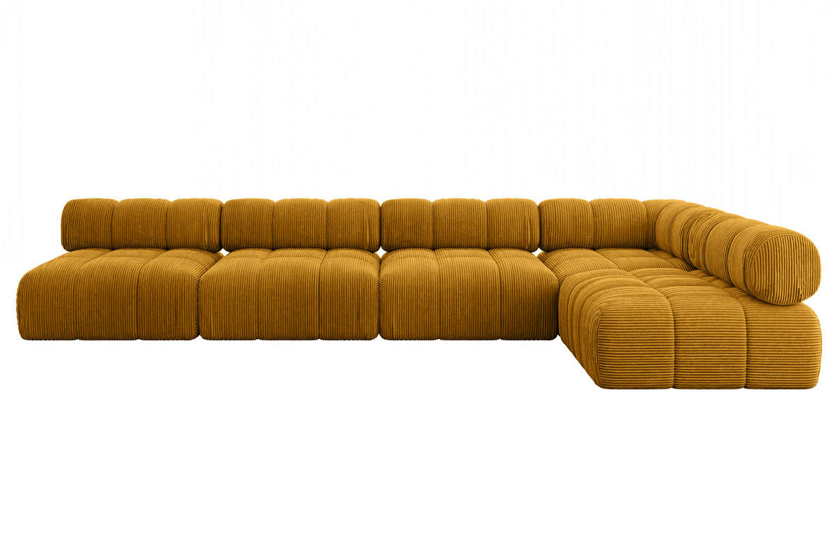 ECKSOFA modulares Sofa Samaro-L3 - 380x190x70 cm Senfgelb Cord - Currygelb, Holzwerkstoff/Textil (380/190cm) - ALTDECOR