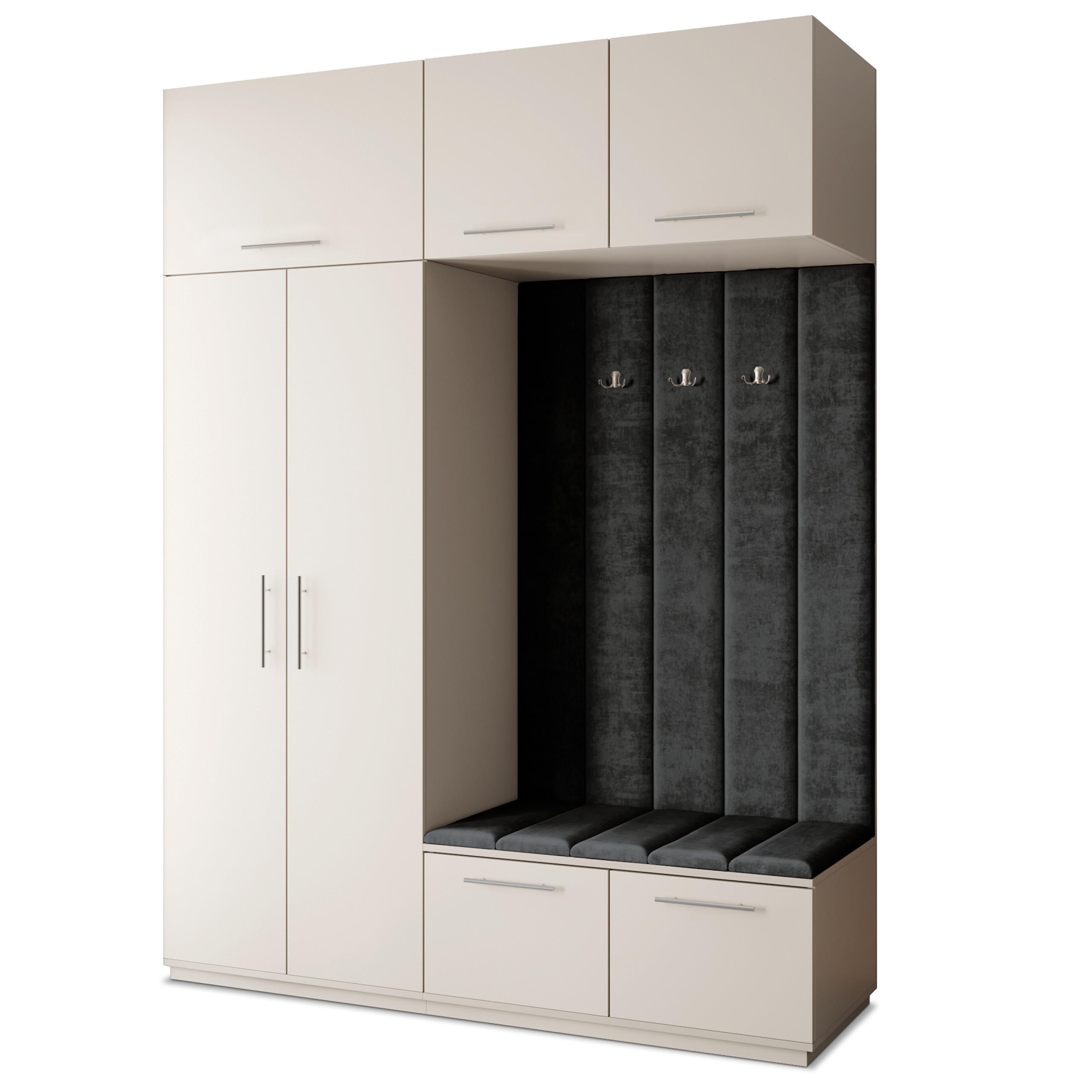 Masseno Garderobenschrank Kaschmir, Schwarz 180x240x60 cm