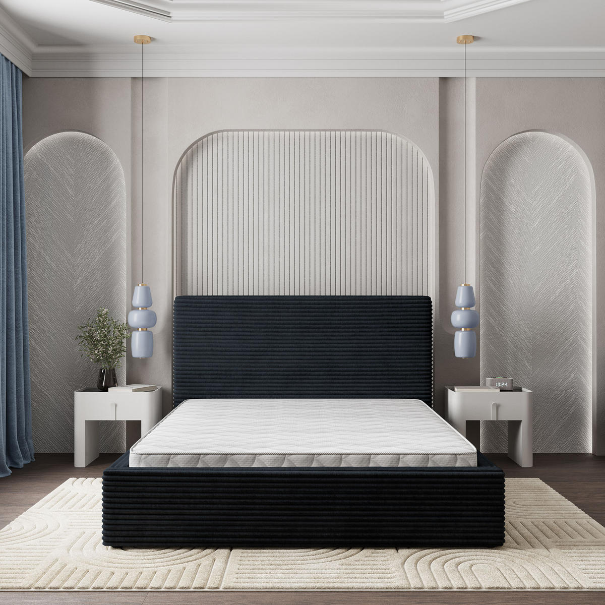 ČALOUNĚNÁ Postel MIRETTI 160x200 cm Černá - černá, kompozitní dřevo/textil (160/200cm) - MASSENO
