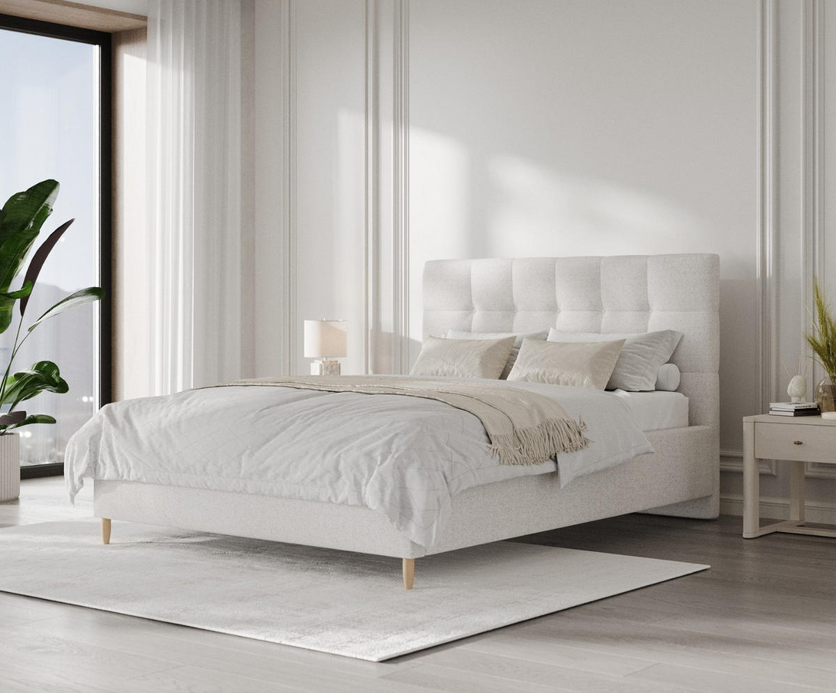 POLSTERBETT Cora 140/200 cm Hellbeige im Riva Stoff - Beige/Naturfarben, Holz/Holzwerkstoff (140/200cm) - AltaBeds