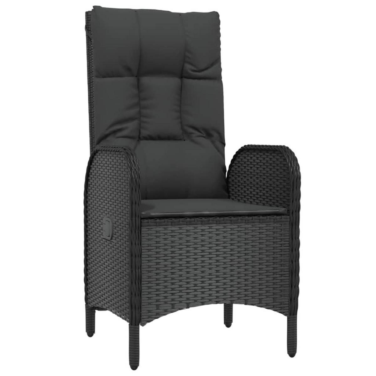 GARTEN-ESSGRUPPE 3-teilig Mit Kissen Schwarz Poly Rattan - Schwarz, Kunststoff - vidaXL