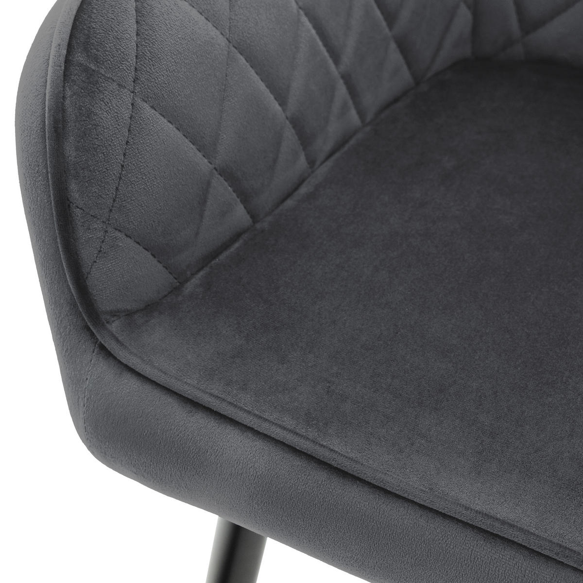 STUHL Samt Anthrazit 6er Set - Anthrazit, Metall (63/80/60cm) - ML-DESIGN