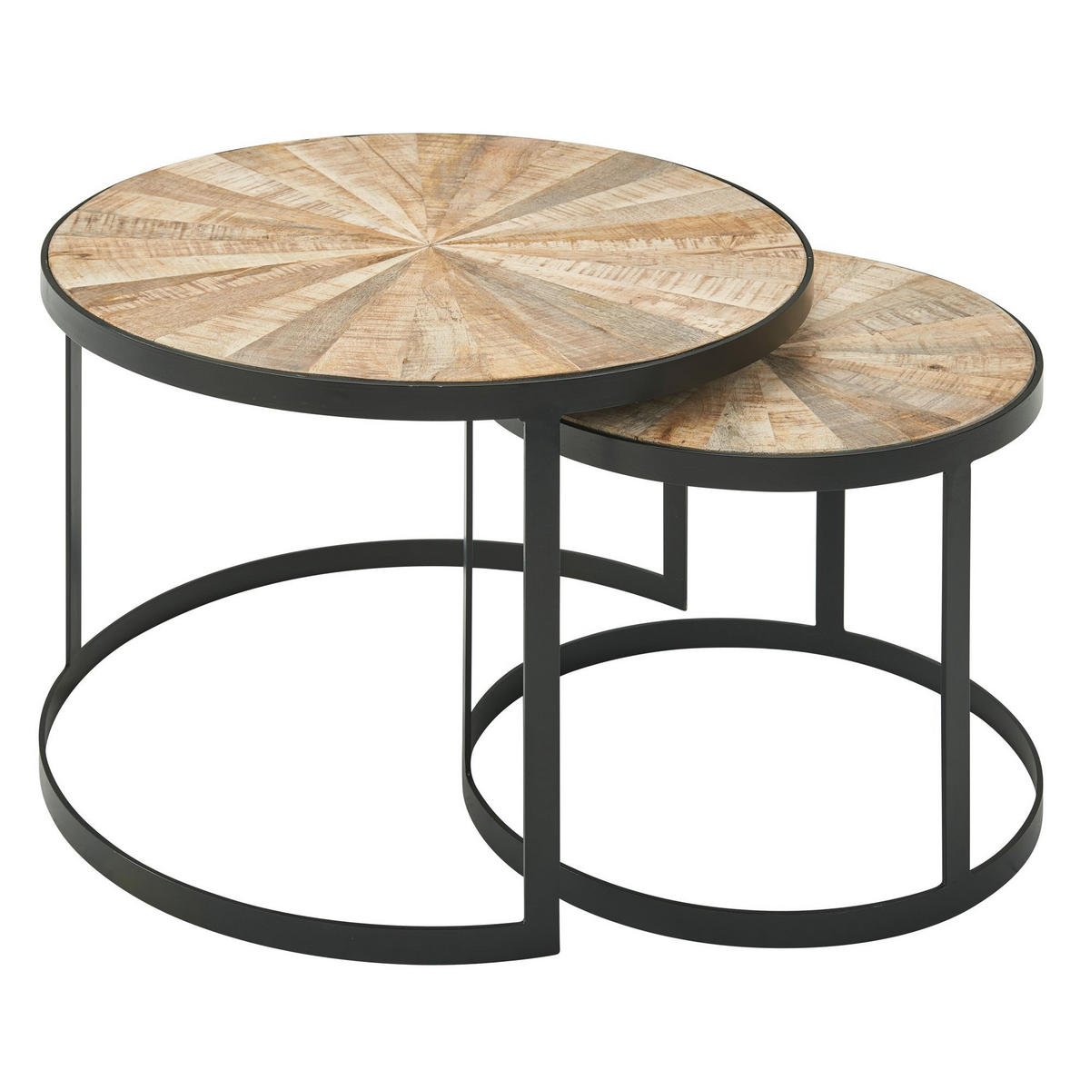 COUCHTISCH rund Set SAYA Mangoholz - Hellbraun, Holz (60/60/40cm) - tinkaro