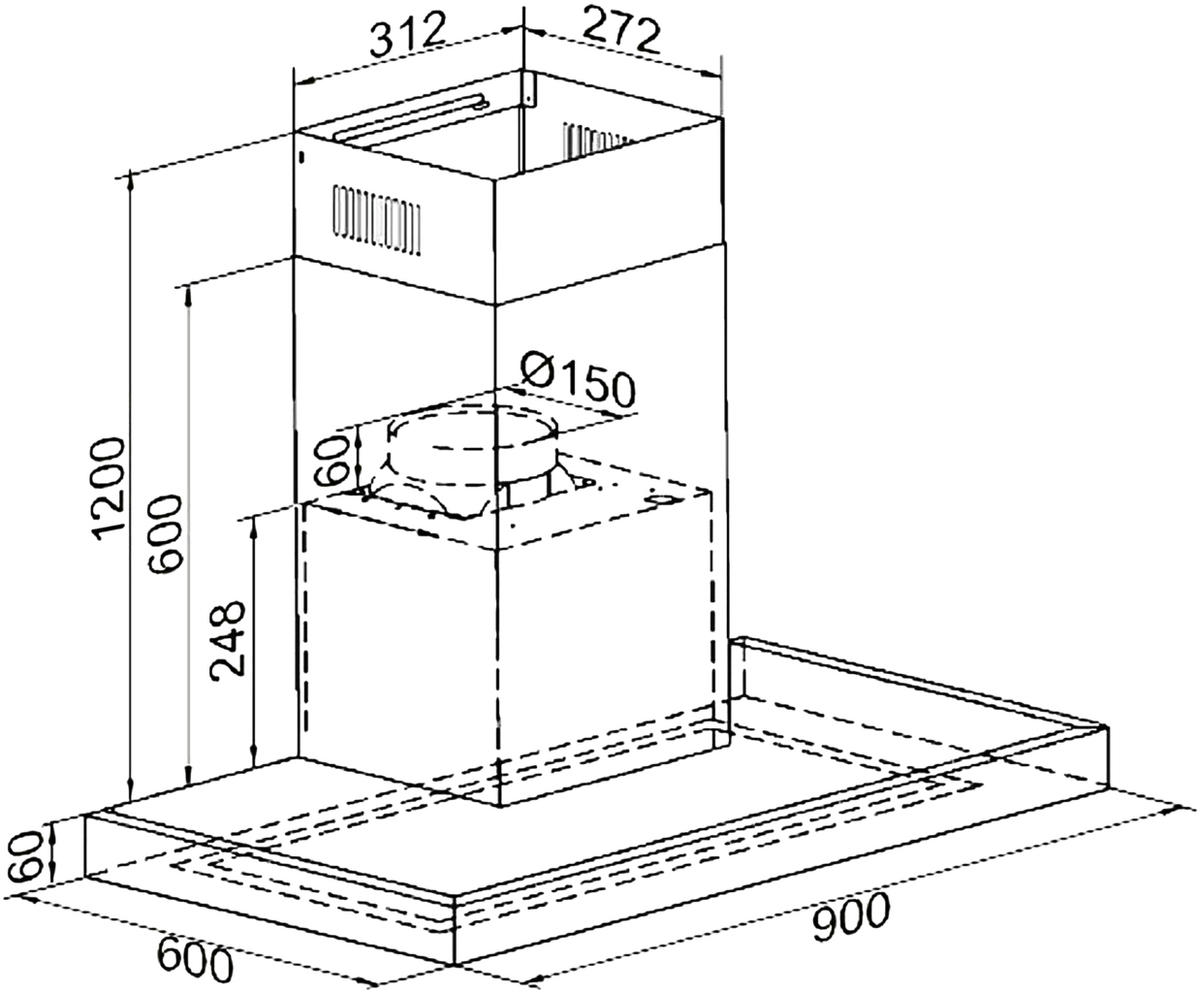 DUNSTABZUGSHAUBE AI 9434 W Eco 90 cm Weiß Glas Edelstahl - Weiß, Metall (90/60/60cm) - Kaiser Küchengeräte