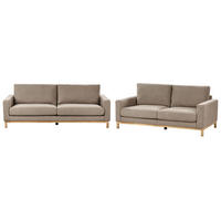 5-SITZER-SOFA SET taupe/hellbraun Siggard - Taupe/Hellbraun, Textil (92/92/217cm) - Beliani