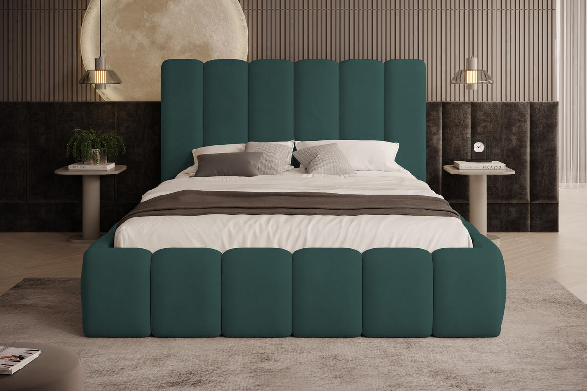 POLSTERBETT Vilo 200x200 mit Bettkasten und Stabilem Metallgestell - Türkis, Textil (200/200cm) - Storez24