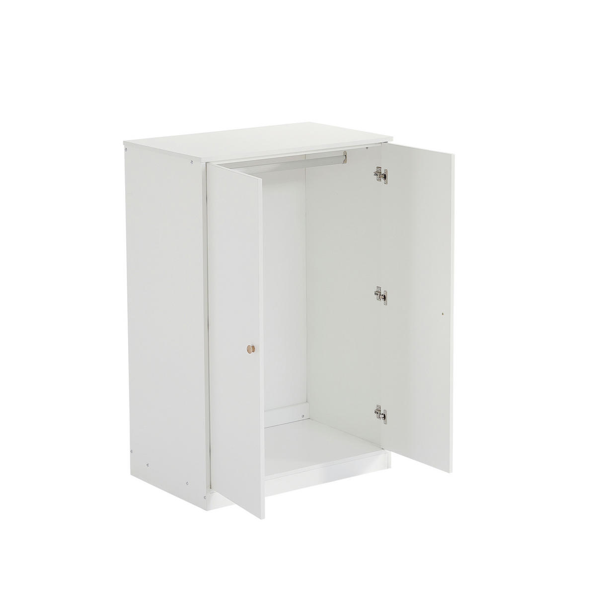 OMARA za oblačila 80/50/120 cm s palico, 2-vratna, prostorsko varčna, Bela - bela, les (80/120/50cm) - Redom