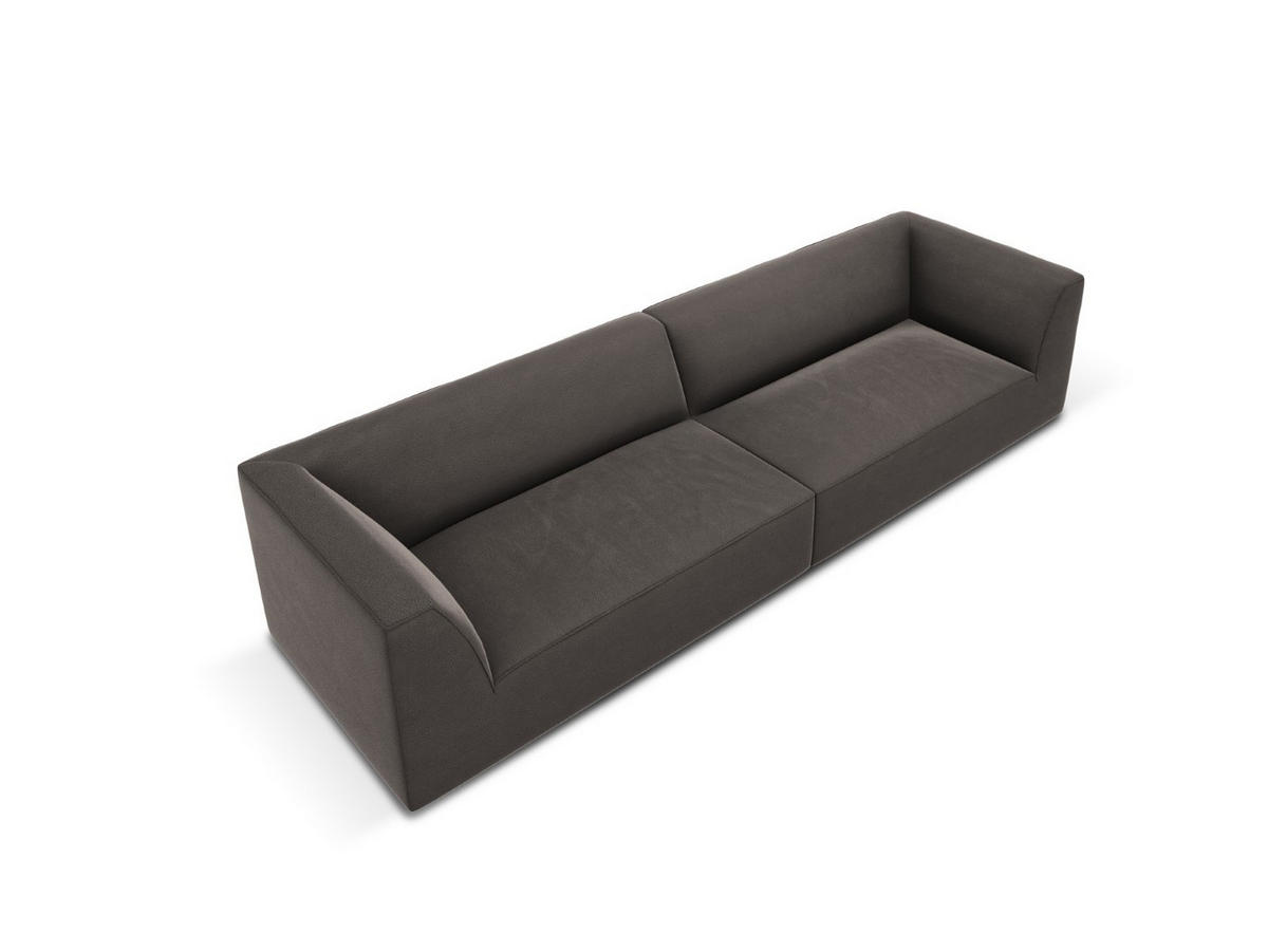 SOFA Ruby aus Samt dunkelgrau 4 Sitzplätze - Dunkelgrau, Textil (93/69/302cm) - Micadoni