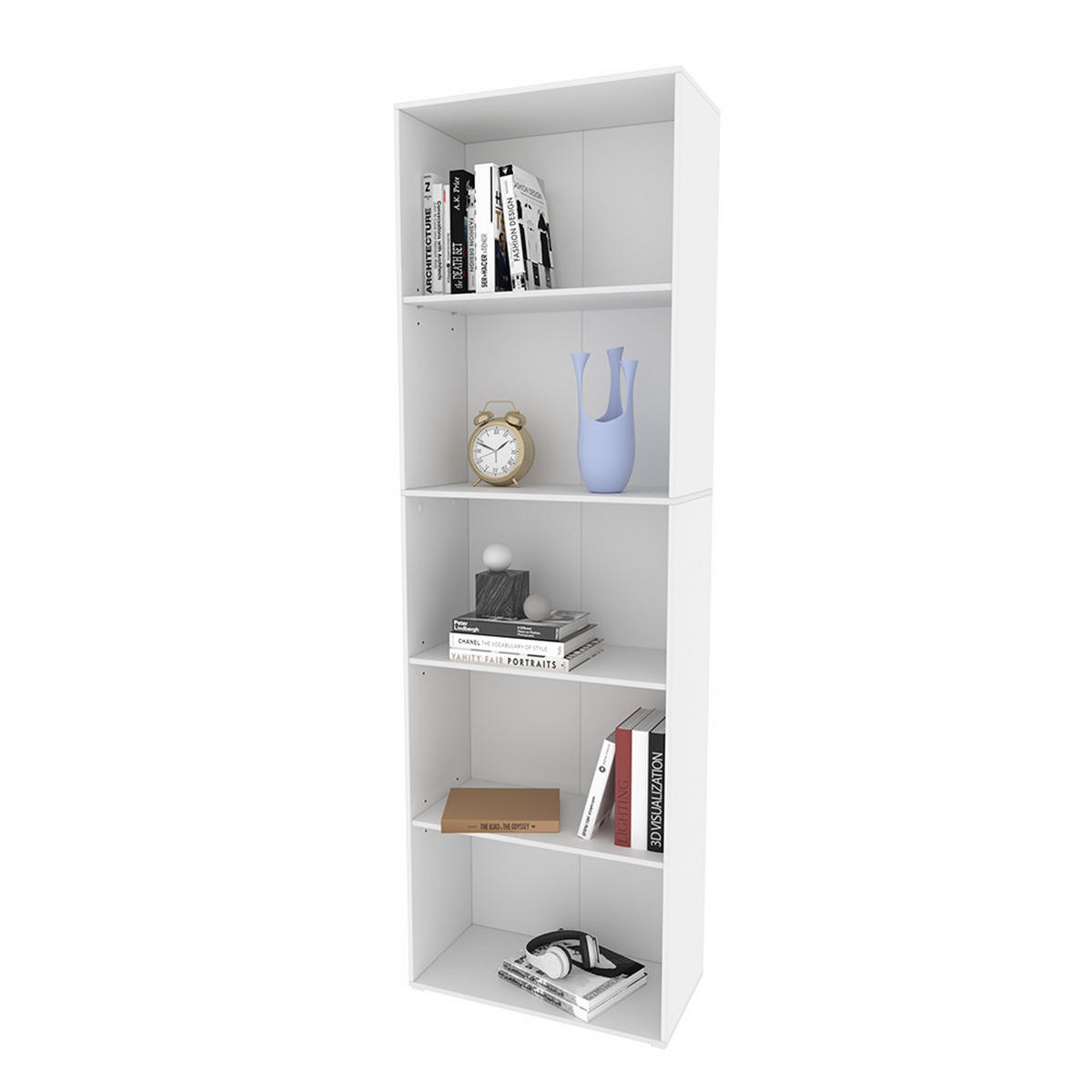 BÜCHERREGAL Bob Weiß 60 x 190 cm mit 5 Fächern - Weiß, Holzwerkstoff (60/190/30.4cm) - Vicco