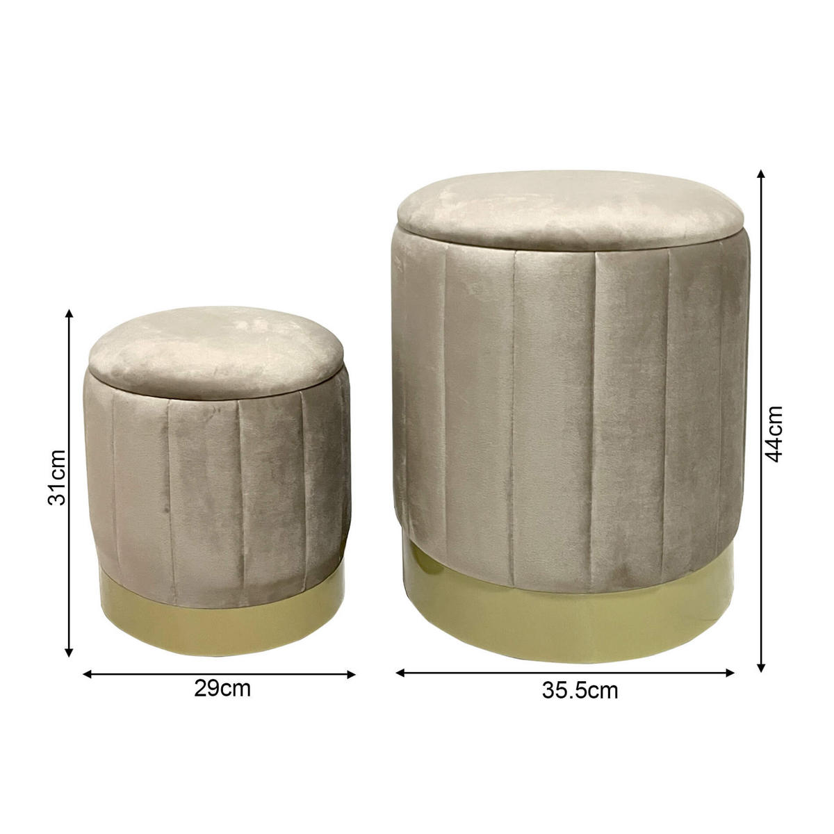 FUSSHOCKER 2er Set Beige 35/35/44 cm - Beige, Textil (35/44/35cm) - Mobili Rebecca
