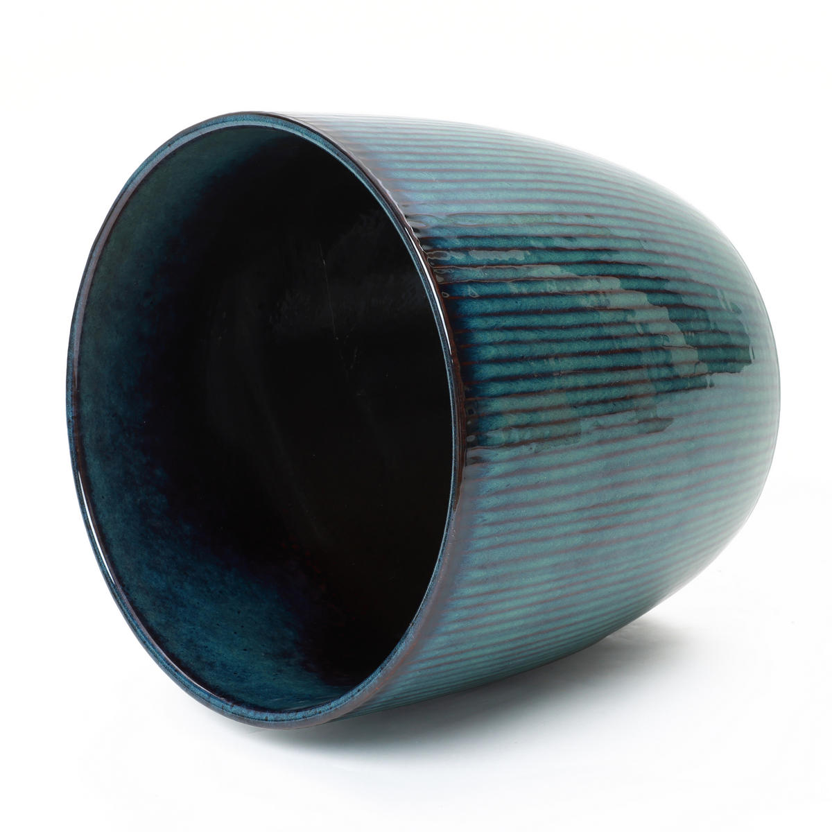BLAUER Keramik-Blumentopf, Durchmesser 38 cm, Höhe 34 cm - Blau, Keramik (35cm) - Hometopia