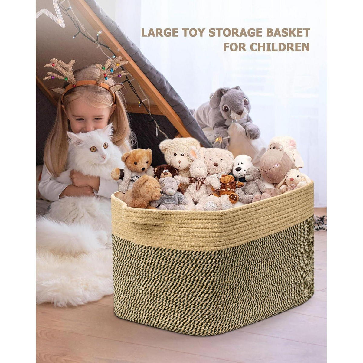 WÄSCHEKORB 2-teiliges Set Baumwolle 63L Jute & Schwarz - Multicolor, Naturmaterialien (55/38/30cm)