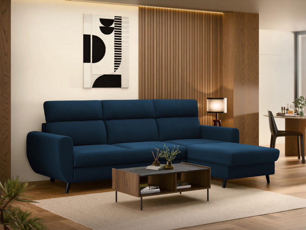 ECKSOFA Torro Mini, Seite: Rechts - Dunkelblau, Holz/Textil (258/168cm) - MIRJAN24