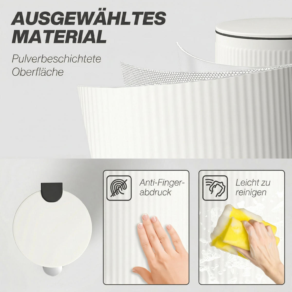 MÜLLEIMER DE-17688 30L mit Soft-Close-Pedal Creme - Creme, Metall (76.2/153.67/91.44cm) - ComfortXL