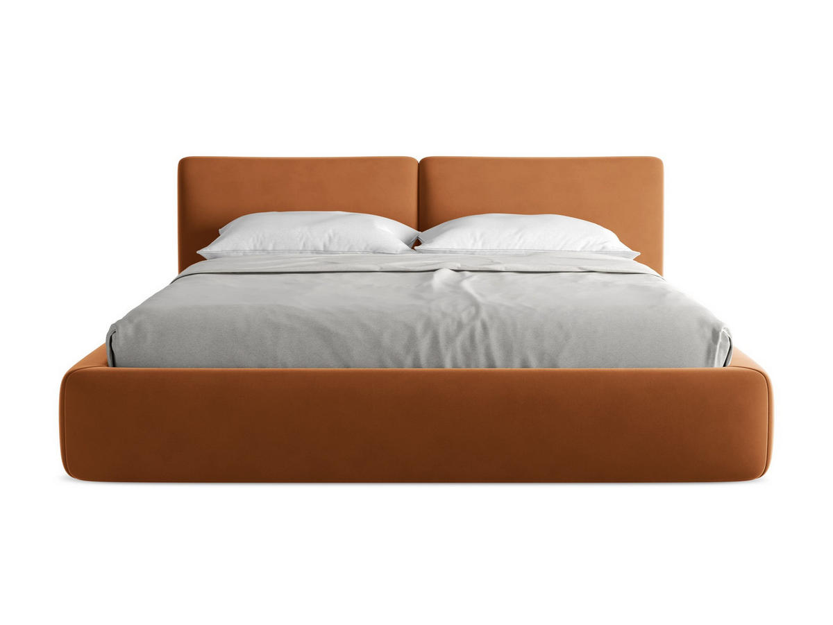 POLSTERBETT mit Bettkasten und Lattenrost 200x228 Orange - Terracotta/Schwarz, Kunststoff/Textil (180/200cm) - Makamii