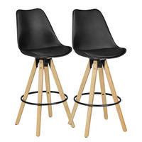 BARHOCKER Set - Ergonomisch Sitzschale, Holzbeine, Schwarz 45x45x113 cm - Beige/Schwarz, Holz/Kunststoff (45/113/45cm) - KADIMA DESIGN