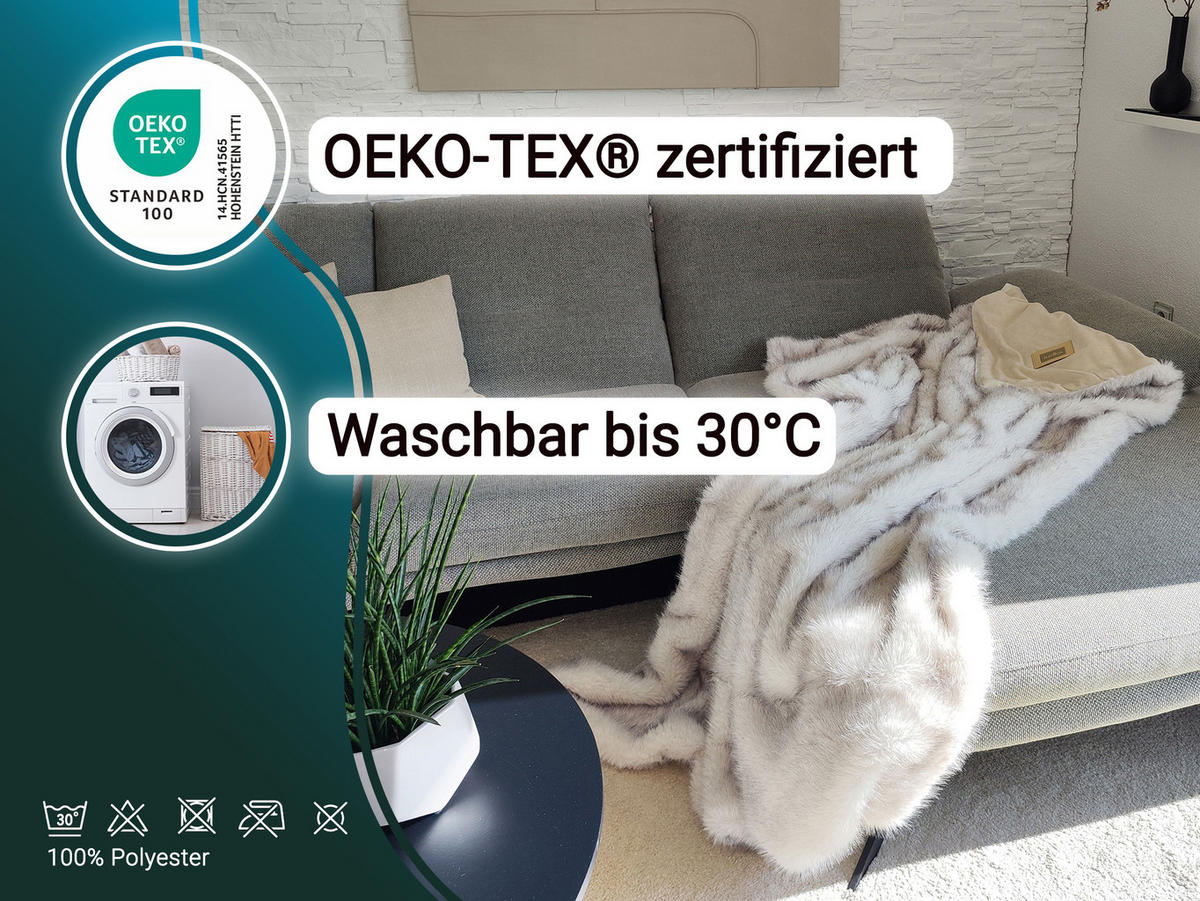 KUSCHELDECKE, 100% Polyester - Beige, Textil (150/200cm) - Zollner
