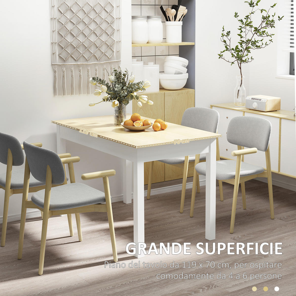 ESSTISCH Eiche 1 Stück - Beige, Kunststoff (119/70/75cm) - GiPP