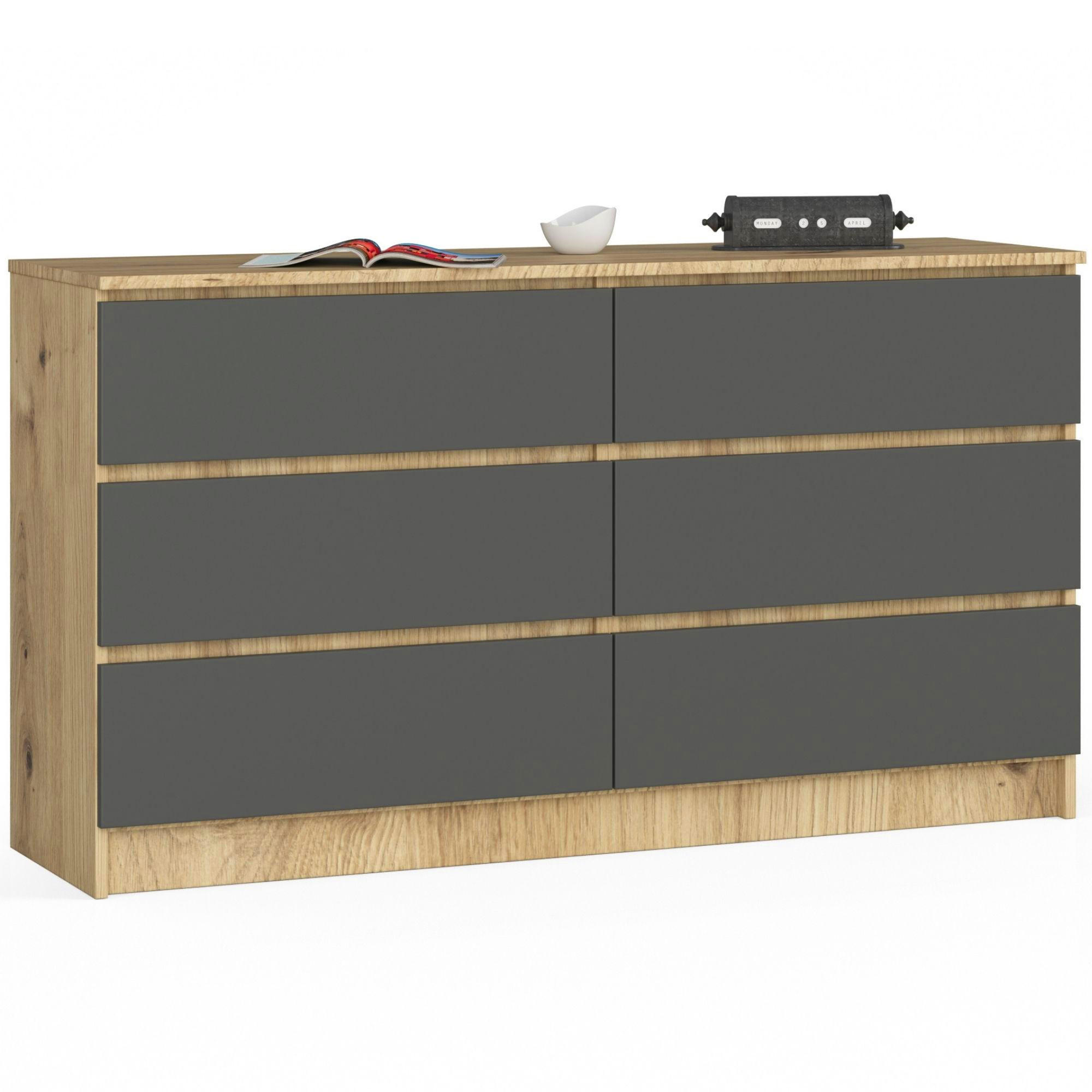 KOMMODE Eiche Artisan, Grau 138x40x77 cm - Eiche Artisan/Grau, Holzwerkstoff (138/77/40cm) - Akord