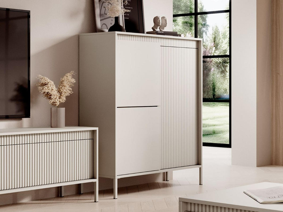 KOMMODE Beige 104/124/40 cm Sorano - Beige, Naturmaterialen/Metall (104/124/40cm) - Graingold