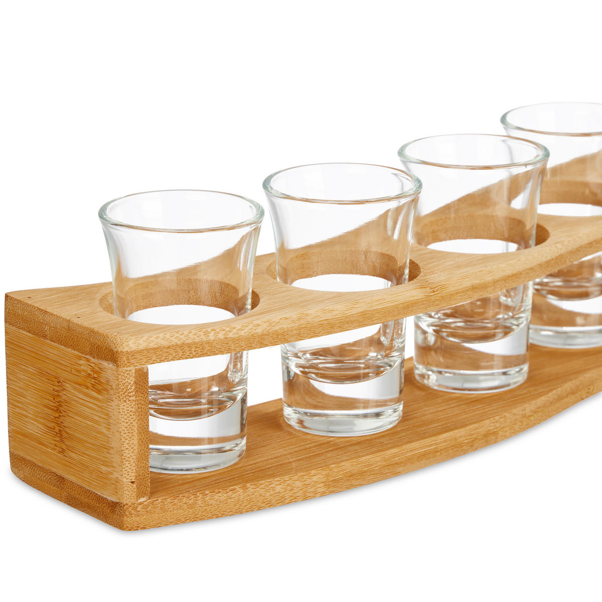 SCHNAPSBRETT - Hellbraun, Glas/Holz (0.04L) - Relaxdays