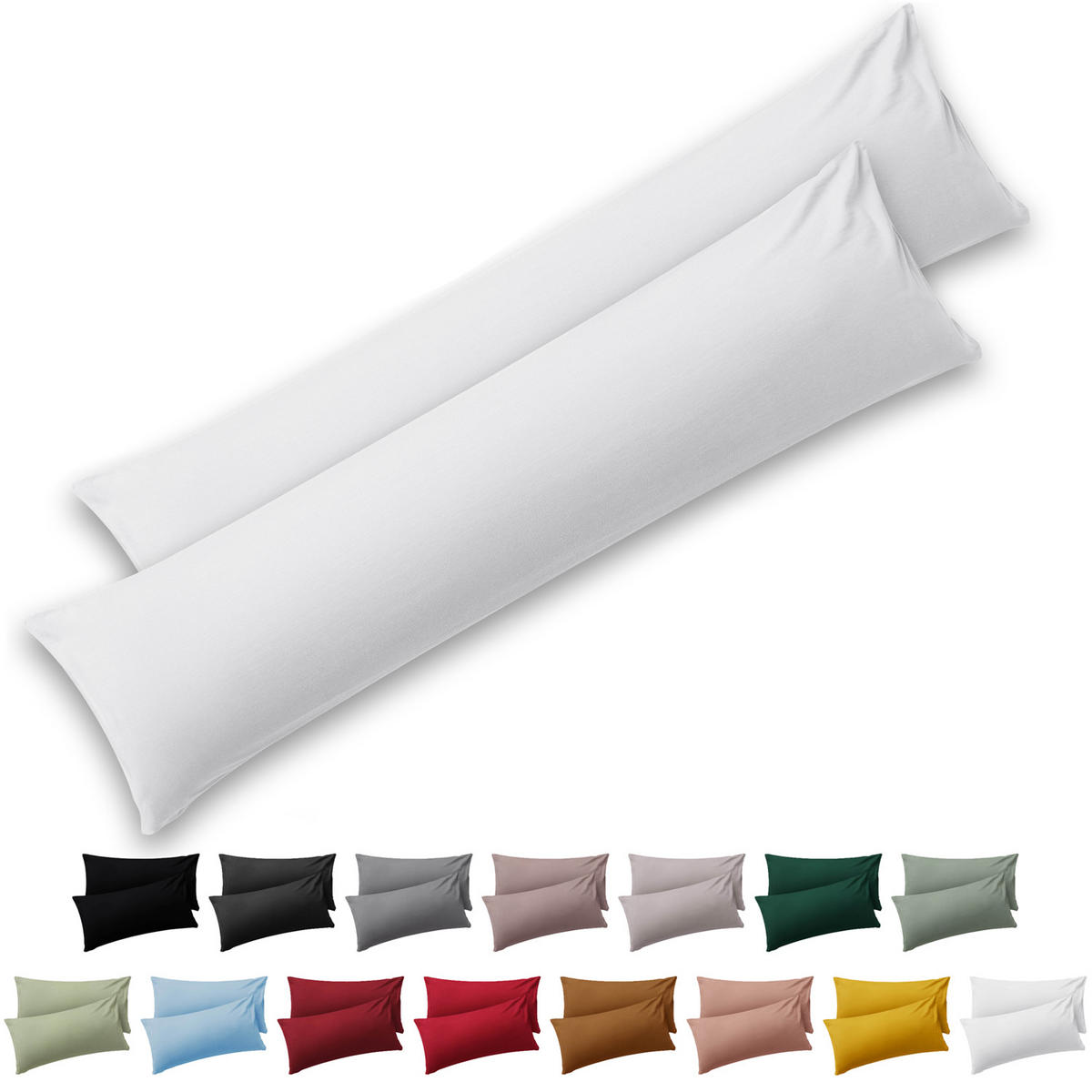 KISSENBEZUG Ellen 45/185 cm, 2er-Set, Weiß - Weiß, Textil (185/45cm) - Blumtal