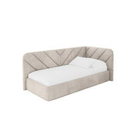 EINZELLBETT Jugendbett mit Bettkasten und Matratze H3/H4, Links - FIKY 90x200 Beige - Ecru, Holzwerkstoff/Textil (90/200cm) - ALTDECOR