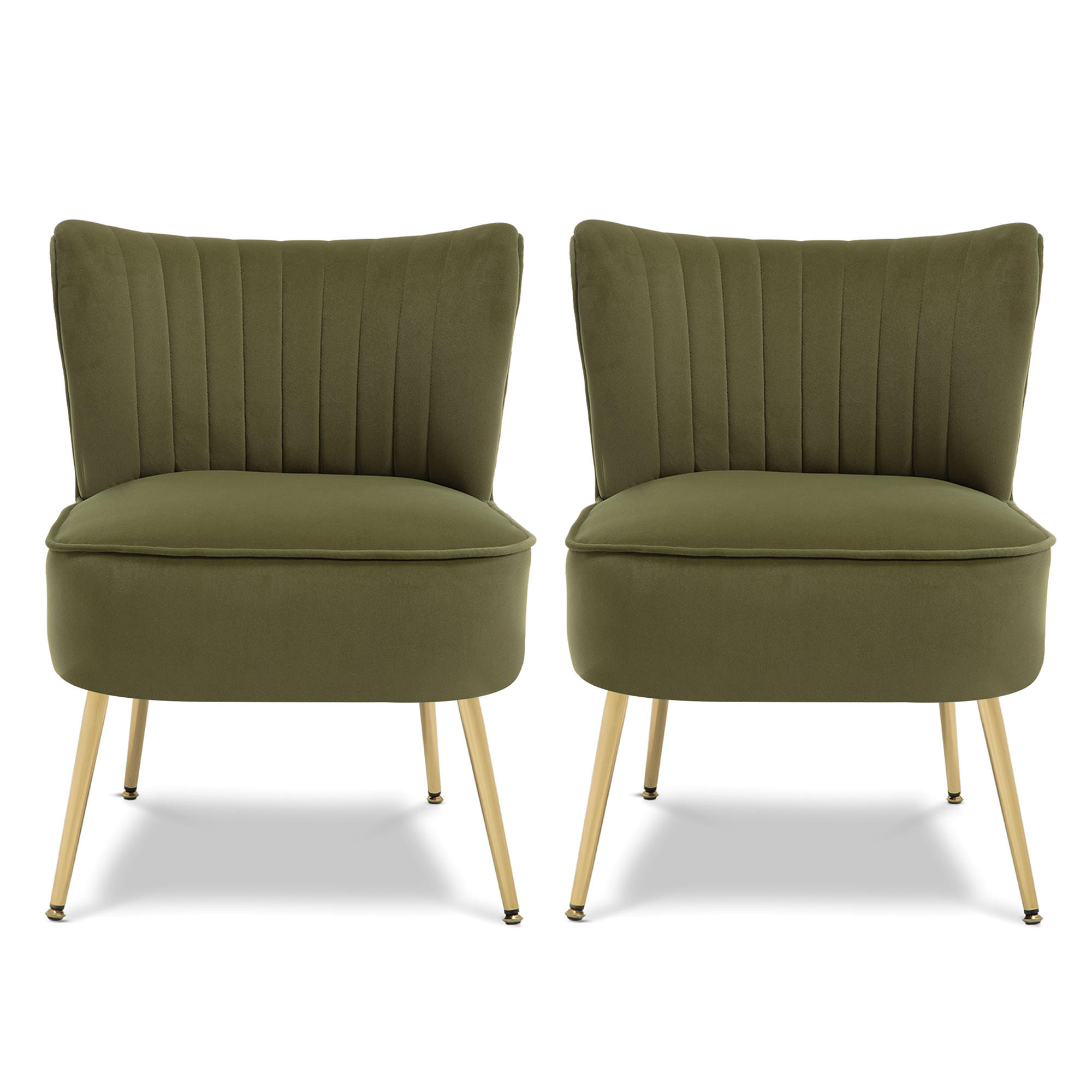 COCKTAILSESSEL 2er-Set Judith aus olivgrünem Samt - Goldfarben/Olivgrün, Holz/Textil (53.5/72/67.5cm) - Sicaan