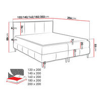 BOXBETT Box Best 2 - H3 - Hellbraun/Schwarz, Holz/Holzwerkstoff (120/200cm) - MIRJAN24