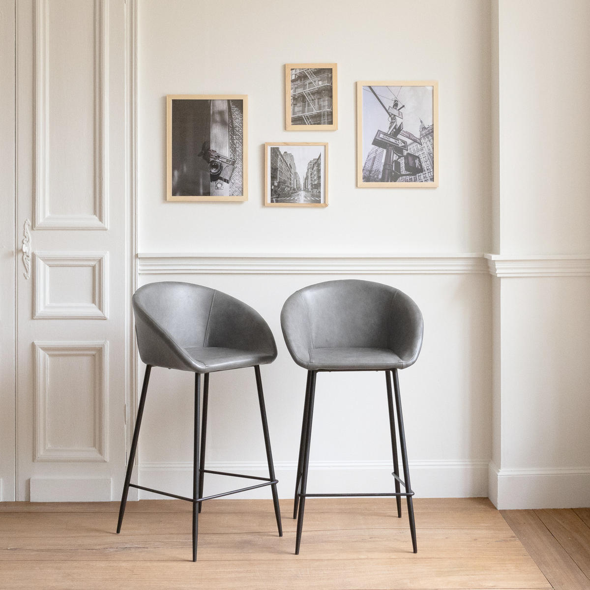 BARHOCKER Achille Dunkelgrau 2er-Set - Grau, Kunststoff (52/91/59cm) - Happy Garden