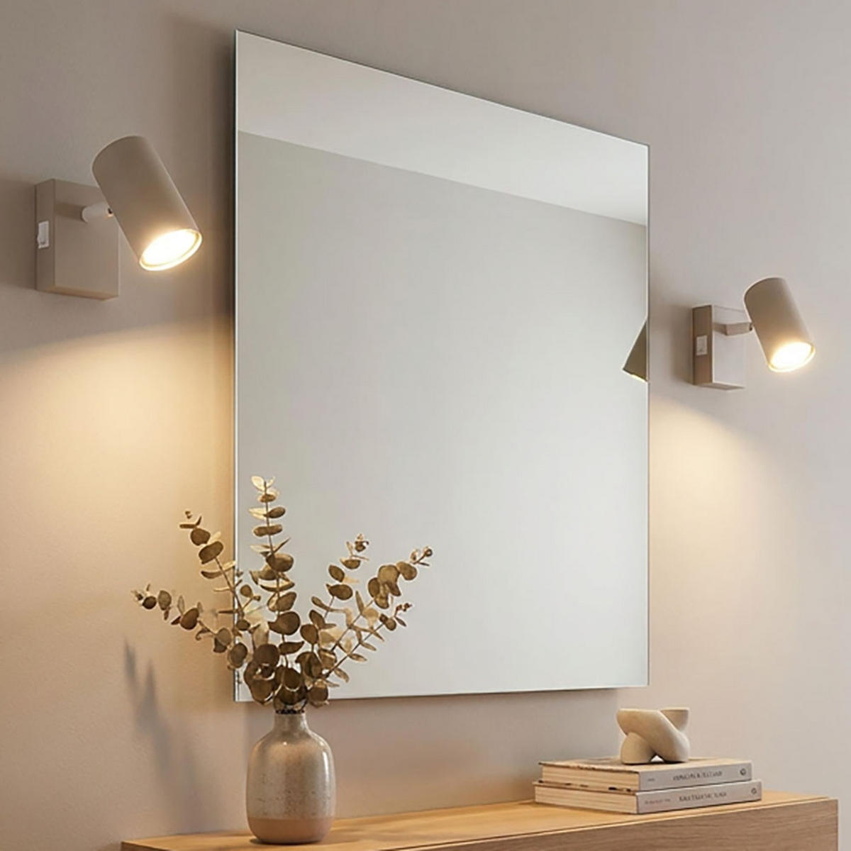 2X WANDLEUCHTE Metall sandfarben, schwenkbar mit Schalter - Bernsteinfarben, Metall (7/10/12cm) - Globo Lighting
