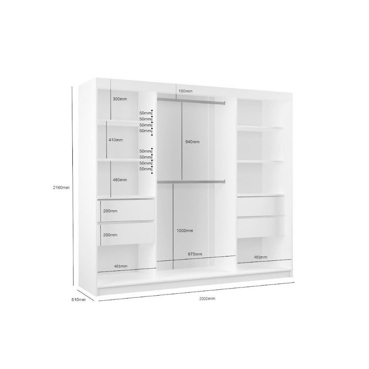 SCHWEBETÜRENSCHRANK LAMELLO 200/216/61 cm Modern Kleiderschrank 2-türig Nussbaumfarben - Nussbaumfarben, Holzwerkstoff (200/216/61cm) - MASSENO