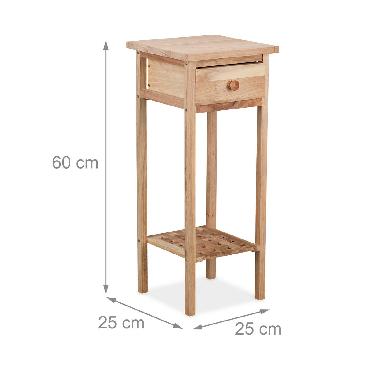 2XTELEFONTISCH - Hellbraun, Holz/Holzwerkstoff (25/25/60cm) - Relaxdays