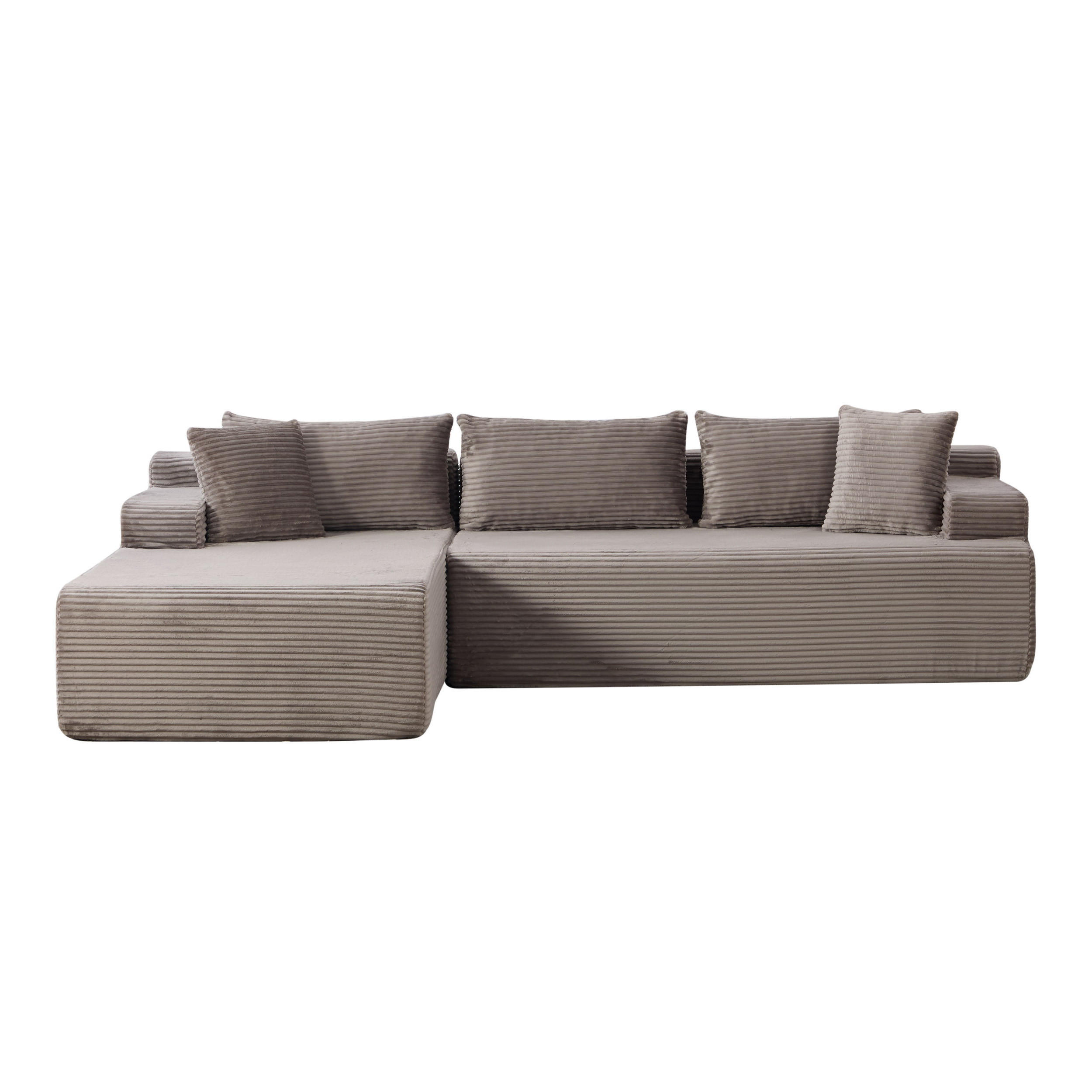 ECKSOFA 272/174/74.5 cm Grau mit 30D hochelastischem Schaumstoff und rutschfestem Boden - Grau, Textil (174/74.5/272cm) - Oxeza
