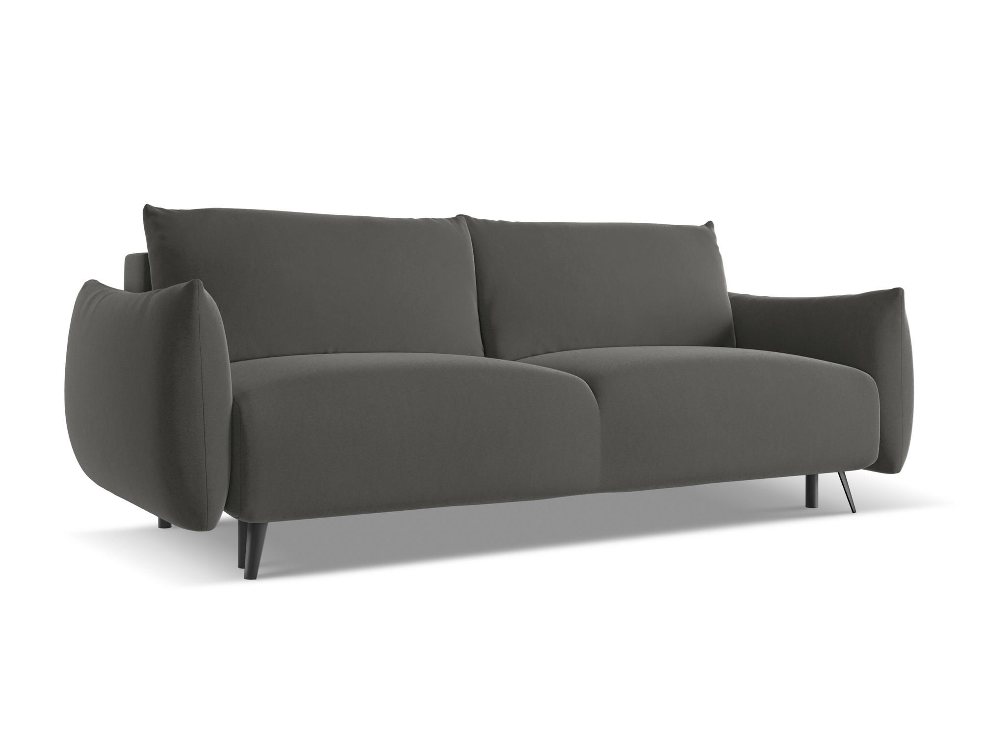 3-SITZER SOFA mit Schlaffunktion Samt Stoff Grau - Dunkelgrau/Schwarz, Textil/Metall (230/86/105cm) - Makamii
