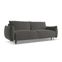 3-SITZER SOFA mit Schlaffunktion Samt Stoff Grau - Dunkelgrau/Schwarz, Textil/Metall (230/86/105cm) - Makamii