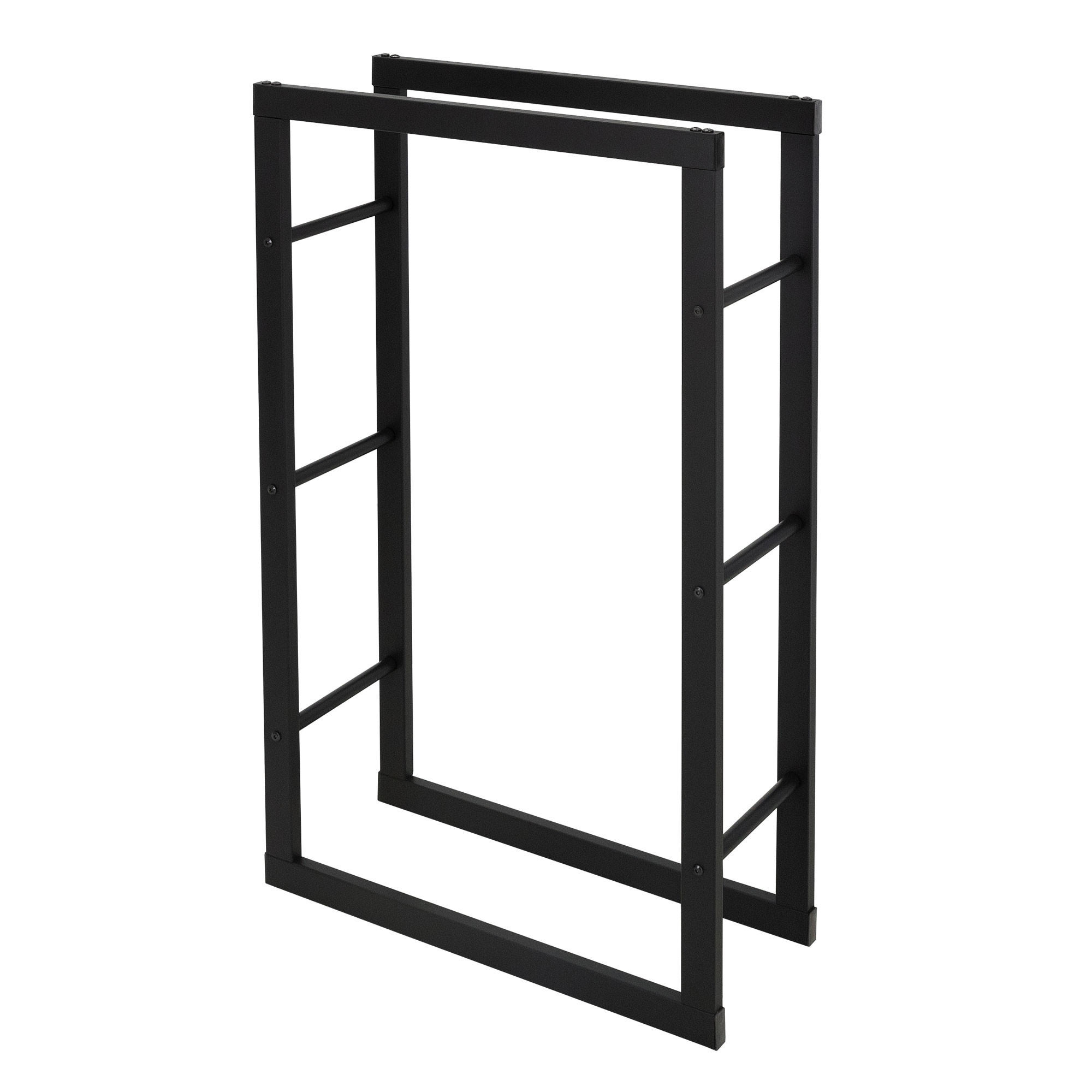 ML-DESIGN POLIČKA NA DŘEVO DO KRBU 60 x 100 x 25 cm, obdélníková, černá, z oceli