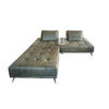 SOFA MIT HOCKER WIOLO Grün Leder - Silberfarben/Grün, Leder (220/83/240cm) - KAWOLA