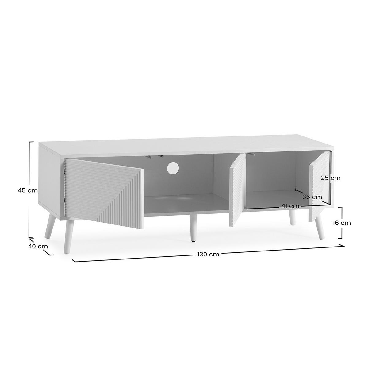 TV-ELEMENT Telmo 3 türen Weiß 130 cm - Weiß, Holzwerkstoff (130/45/40cm) - VS Venta-stock