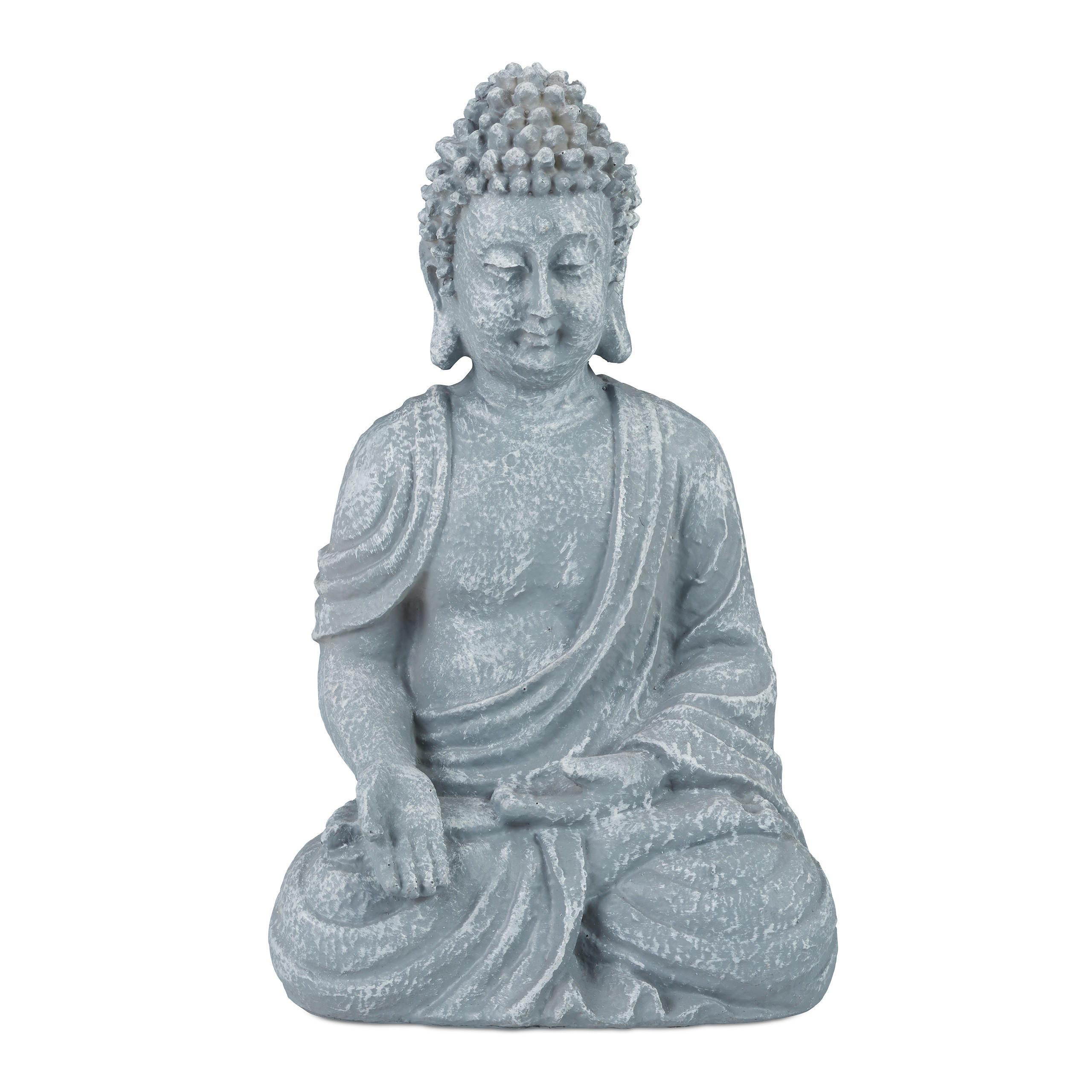 BUDDHAFIGUR - Grau, Kunststoff (18/30/11cm) - Relaxdays