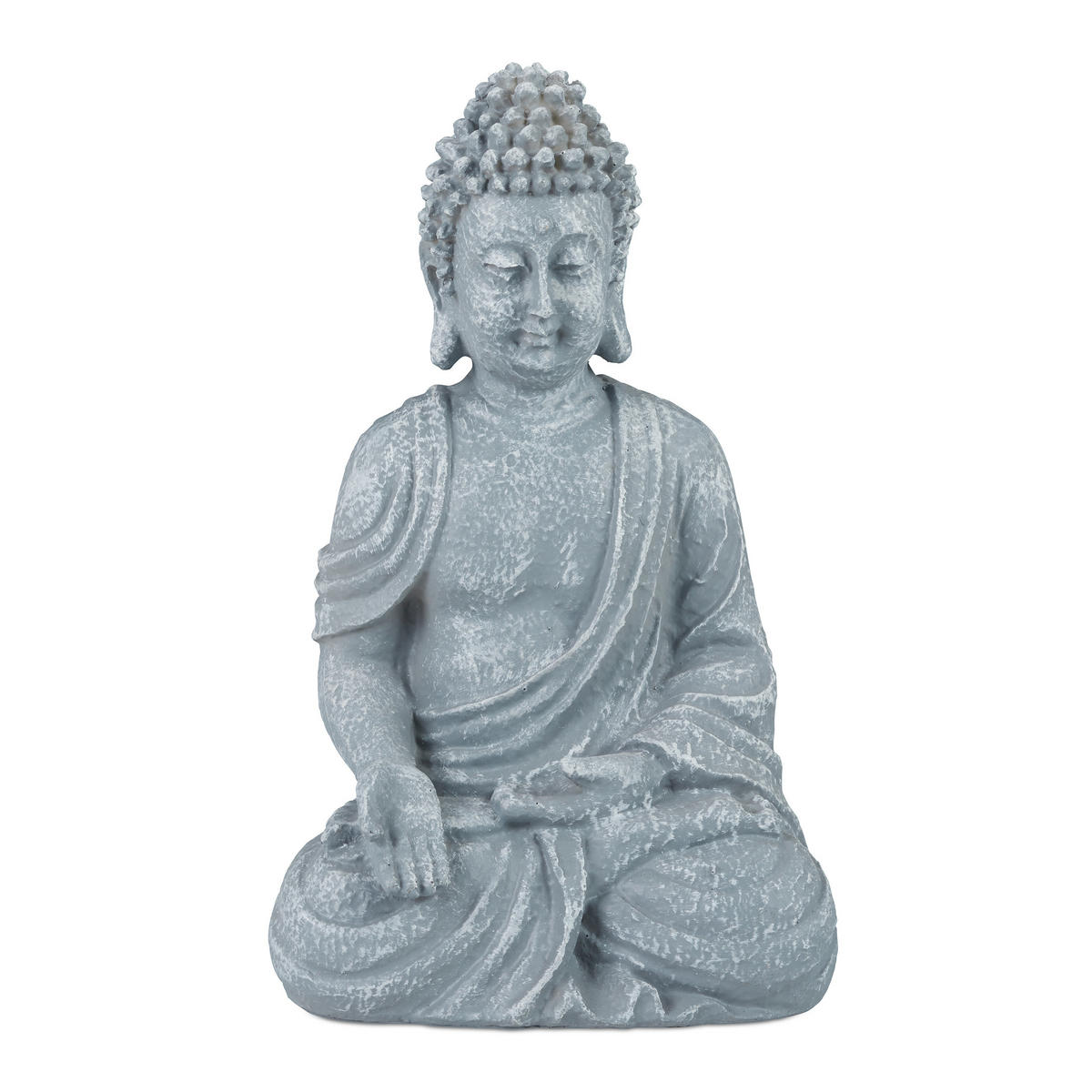 BUDDHAFIGUR - Grau, Kunststoff (18/30/11cm) - Relaxdays