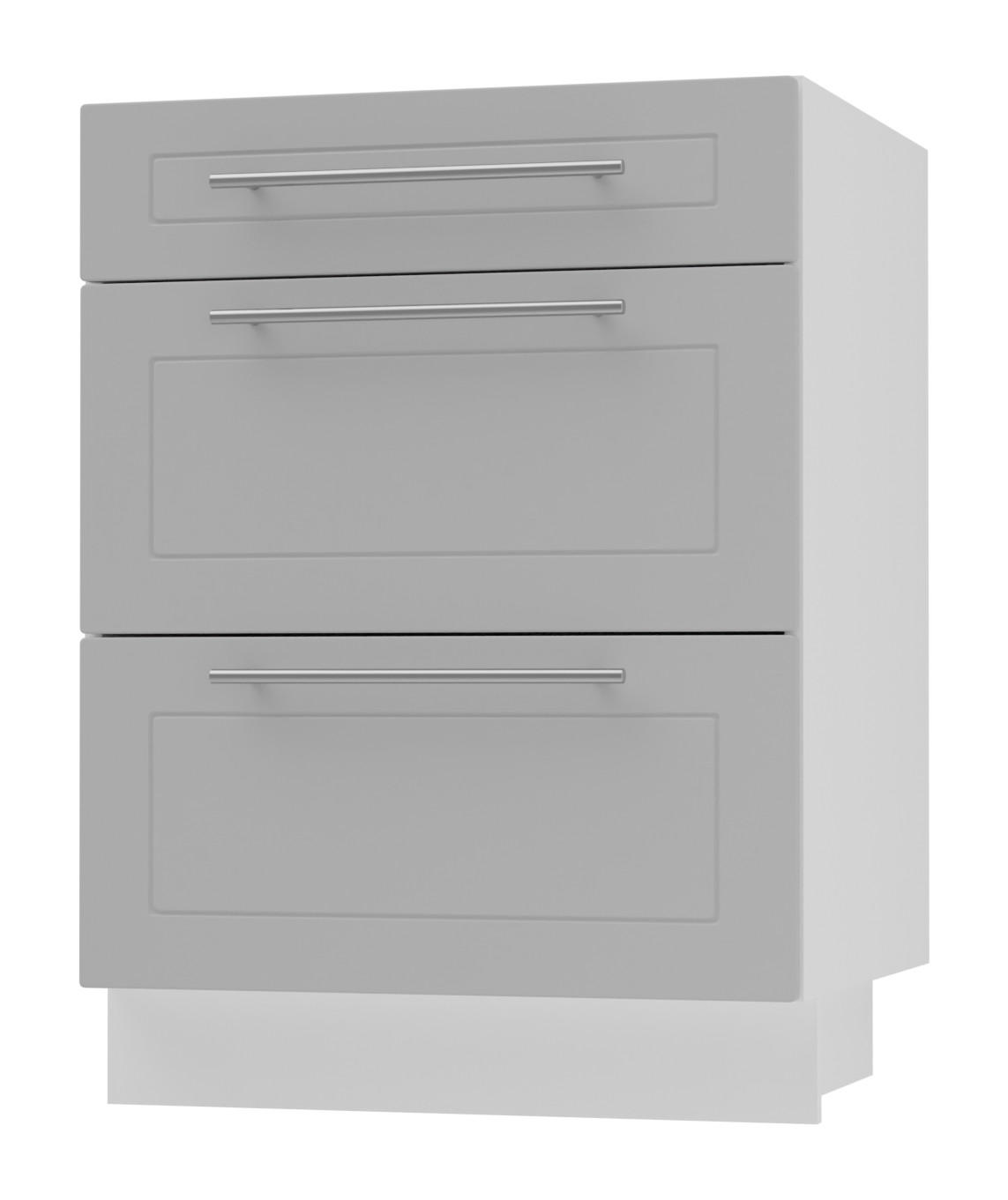 SCHUBLADENUNTERSCHRANK Kvantum D3M/60 60 / 50 / 82cm - Weiß/Grau, Holz/Holzwerkstoff (60/82/50cm) - Feldmann-Wohnen