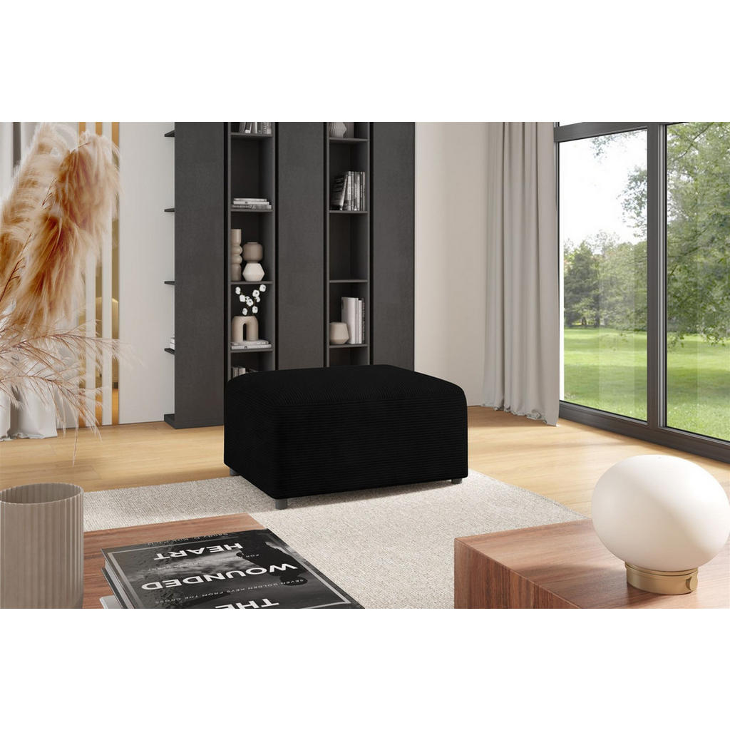 Thumbnail - Fun Möbel Ecksofa, Schwarz, Textil, Ottomane links, 304x165 cm, Wohnzimmer, Sofas & Couches, Wohnlandschaften, Ecksofas